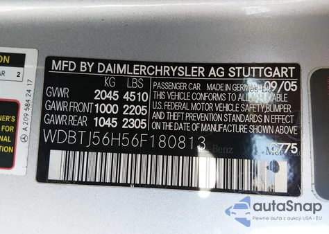 2006 Mercedes-Benz Clk 350 z USA, uszkodzony, nr VIN WDBTJ56H56F180813